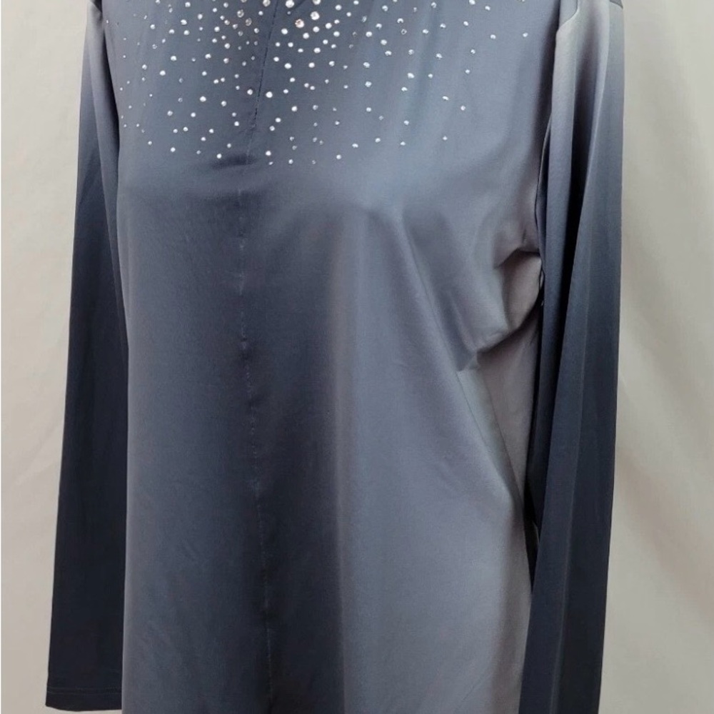 Bogner Grey Ombré Rhinestone 1/4 zip pullover - Picture 6 of 9
